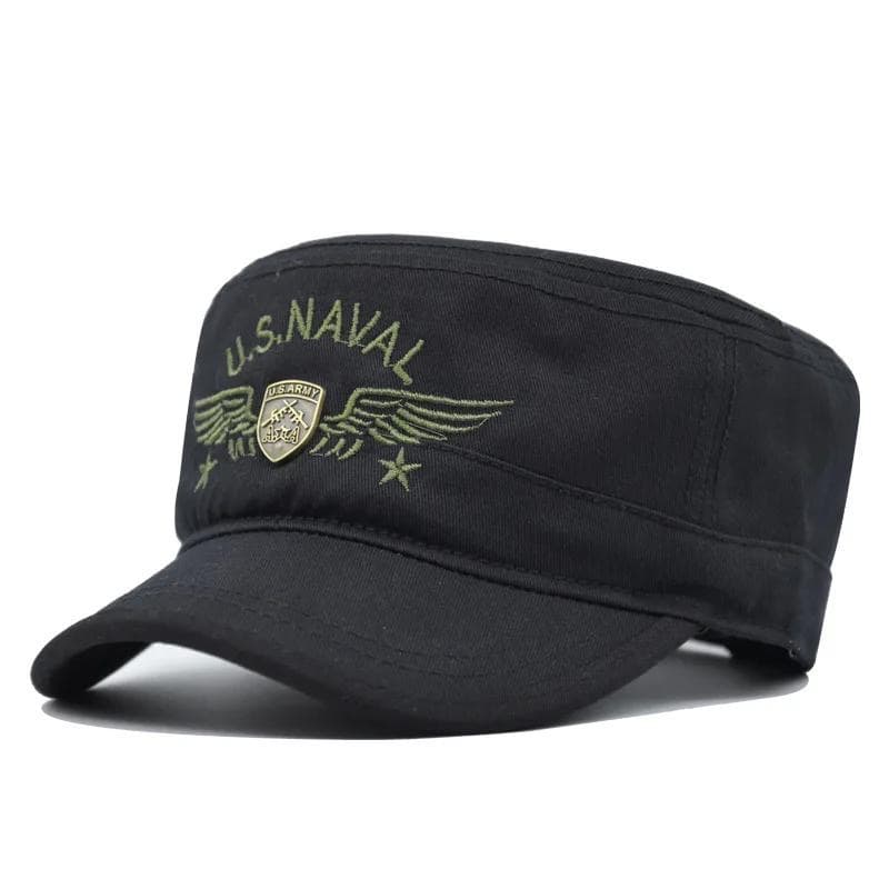 cotton twill military-style flat top cap