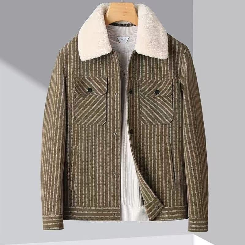 striped faux leather jacket